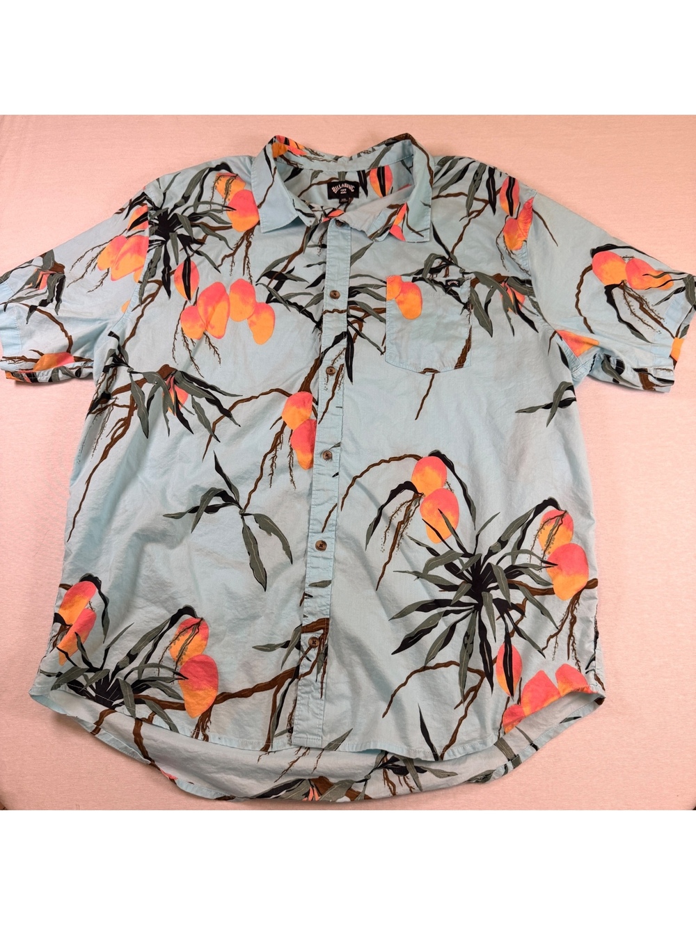 Billabong Mango Fruit Hawaiian Shirt Blue XXL 2XL Surf